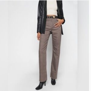 Reformation Wilder High Rise Wide Leg Jeans in Cacao Pinstripe Size 26